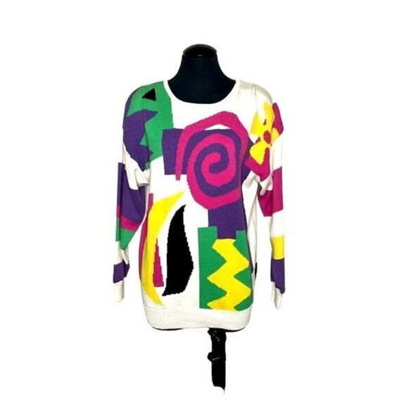 Vintage 80s Qui Designer Collection Sweater- Women’s M - Picture 1 of 9